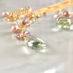 K14GF Green Amethyst Necklace 第3張的照片