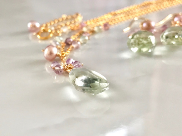 K14GF Green Amethyst Necklace 第3張的照片