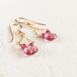 K14GF Pink Topaz Earrings 第3張的照片