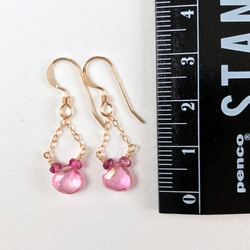 K14GF Pink Topaz Earrings 第4張的照片