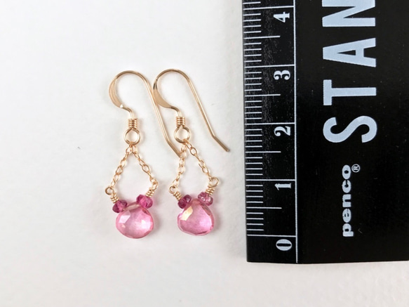 K14GF Pink Topaz Earrings 第4張的照片