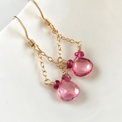 K14GF Pink Topaz Earrings 第7張的照片