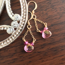 K14GF Pink Topaz Earrings 第8張的照片