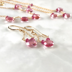 K14GF Pink Topaz Earrings 第9張的照片