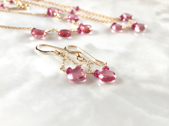 K14GF Pink Topaz Earrings 第9張的照片