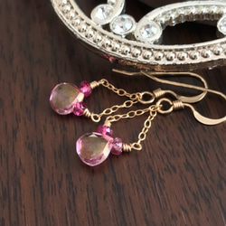 K14GF Pink Topaz Earrings 第10張的照片