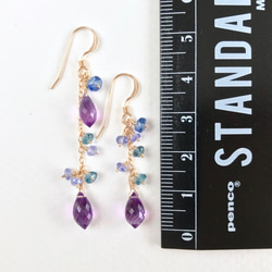 K14GF Amethyst Asymmetry Design Earrings 第4張的照片