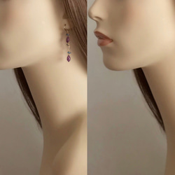 K14GF Amethyst Asymmetry Design Earrings 第5張的照片