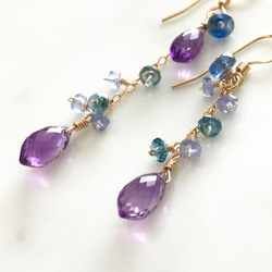 K14GF Amethyst Asymmetry Design Earrings 第8張的照片