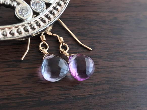 K14GF Bicolor Fluorite Earrings 第2張的照片