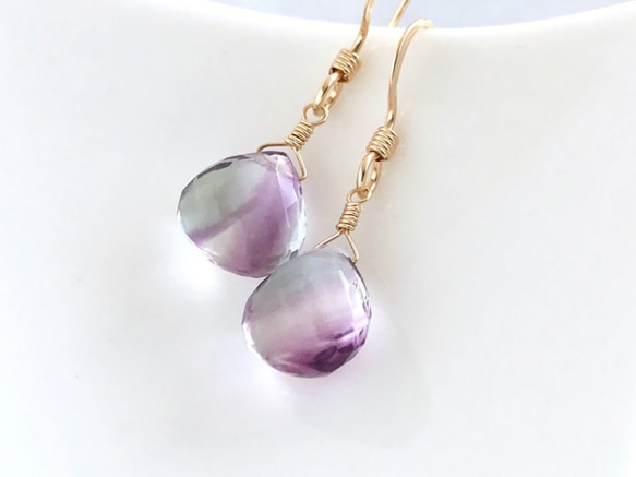 K14GF Bicolor Fluorite Earrings 第10張的照片