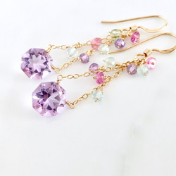 K14GF Pink Amethyst Earrings 第1張的照片