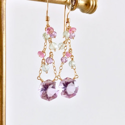 K14GF Pink Amethyst Earrings 第7張的照片