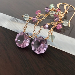 K14GF Pink Amethyst Earrings 第10張的照片