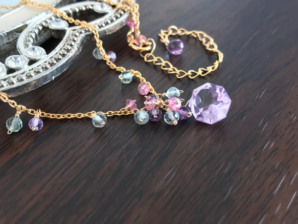 K14GF Pink Amethyst Necklace 第2張的照片