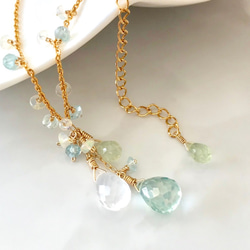 K14GF Silky Quartz and Prehnite Necklace 第1張的照片