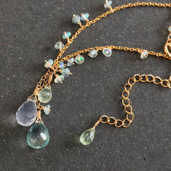 K14GF Silky Quartz and Prehnite Necklace 第2張的照片