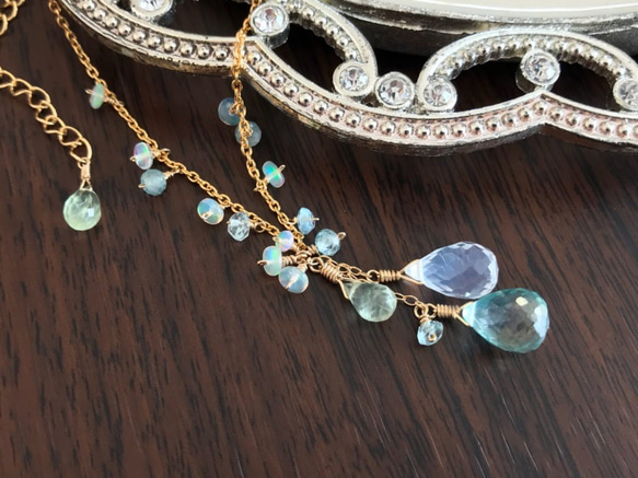 K14GF Silky Quartz and Prehnite Necklace 第7張的照片