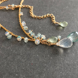 K14GF Silky Quartz and Prehnite Necklace 第10張的照片