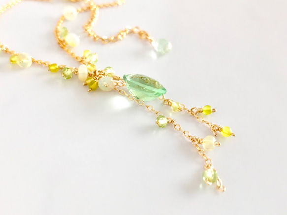 K14GF Green Fluorite Necklace 第3張的照片