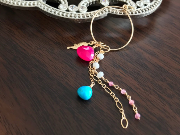 K14GF Fuchsia pink Chalcedony's Changeable Pendant Top 第3張的照片