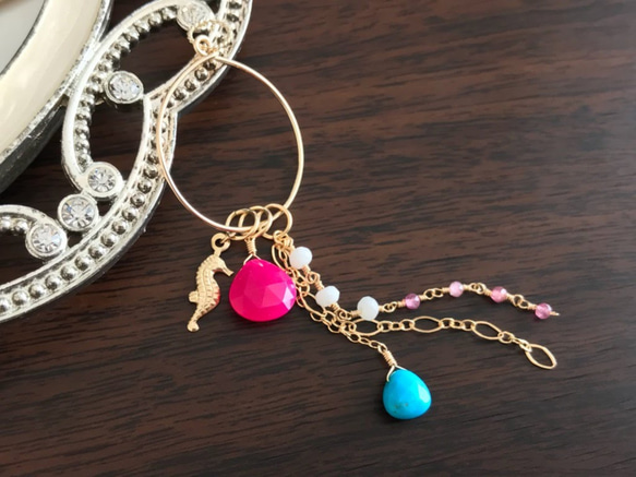 K14GF Fuchsia pink Chalcedony's Changeable Pendant Top 第7張的照片