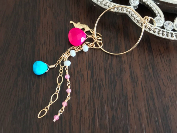 K14GF Fuchsia pink Chalcedony's Changeable Pendant Top 第10張的照片