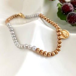 K14GF Twe color Freshwater pearl bracelet 第1張的照片