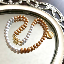 K14GF Twe color Freshwater pearl bracelet 第7張的照片