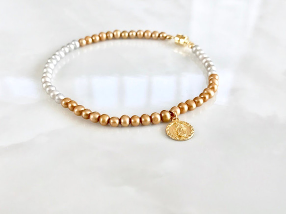 K14GF Twe color Freshwater pearl bracelet 第10張的照片