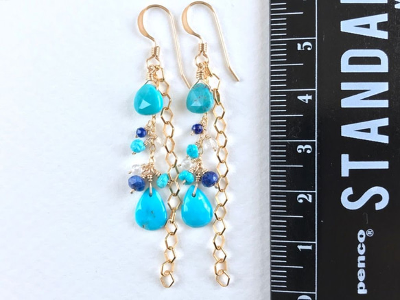 K14GF Sleeping Beauty Turquoise Earrings 第4張的照片