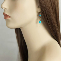 K14GF Sleeping Beauty Turquoise Earrings 第5張的照片