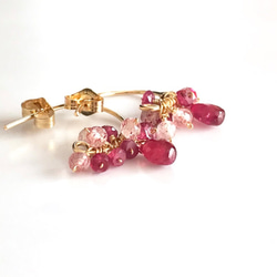 K14GF Extremely small Ruby gradation earrings 第3張的照片