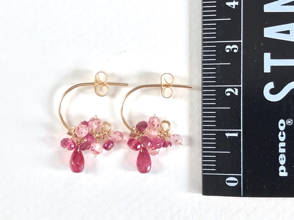 K14GF Extremely small Ruby gradation earrings 第4張的照片