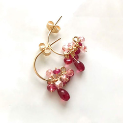 K14GF Extremely small Ruby gradation earrings 第6張的照片