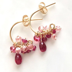 K14GF Extremely small Ruby gradation earrings 第7張的照片