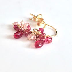 K14GF Extremely small Ruby gradation earrings 第8張的照片