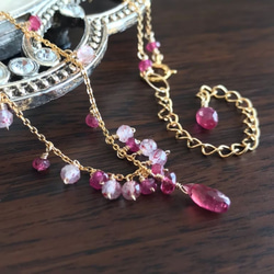 K14GF Extremely small Ruby gradation necklace 第7張的照片