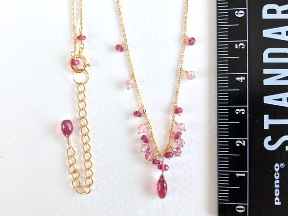 K14GF Extremely small Ruby gradation necklace 第4張的照片