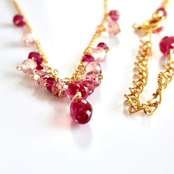 K14GF Extremely small Ruby gradation necklace 第9張的照片