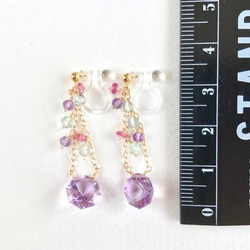 K14GF Pink Amethyst Clip Earrings 第4張的照片