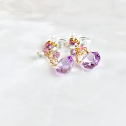 K14GF Pink Amethyst Clip Earrings 第8張的照片