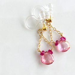 K14GF Pink Topaz Clip Earrings 第9張的照片