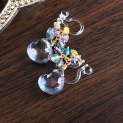 K14GF Coated crystal Clip Earrings 第2張的照片