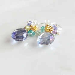 K14GF Coated crystal Clip Earrings 第3張的照片