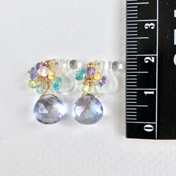 K14GF Coated crystal Clip Earrings 第4張的照片