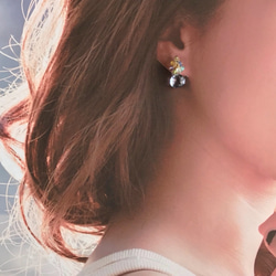 K14GF Coated crystal Clip Earrings 第5張的照片