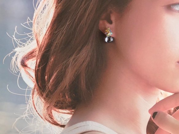 K14GF Coated crystal Clip Earrings 第5張的照片