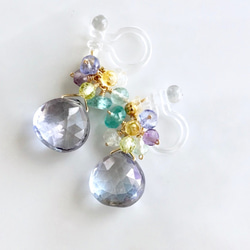 K14GF Coated crystal Clip Earrings 第7張的照片