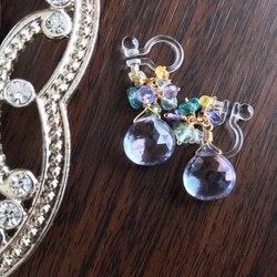 K14GF Coated crystal Clip Earrings 第10張的照片